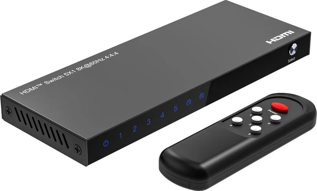 Sélecteur HDMI 8K MicroConnect 5 entrées 1 sortie - HDR et HDCP 2.3