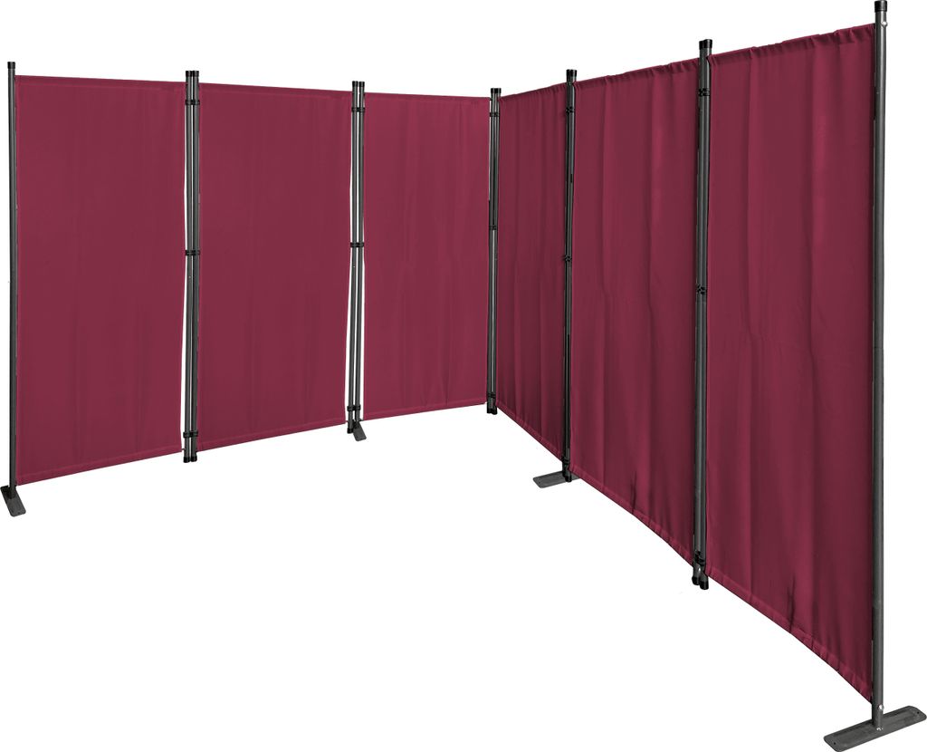 Paravent 6 Teilig 340x165cm Rubinrot - Garten & Balkon Sichtschutz Stellwand Innen & Außen - Raumteiler Trennwand Faltbar Blickdicht & Wetterfest