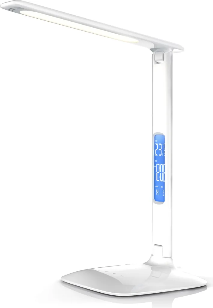 Lampe de Table LED avec Horloge et Alarme pour Bureau et Table de Nuit