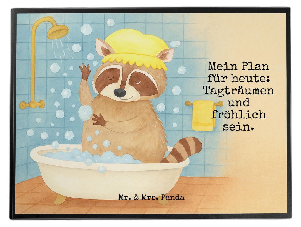 Mr. & Mrs. Panda schreibtischunterlage Waschbär Design - Weiß - Geschenk, Waschen, Unterlage Schreibtisch, Tagträumen, Seifenblasen, Fröhlich, ...
