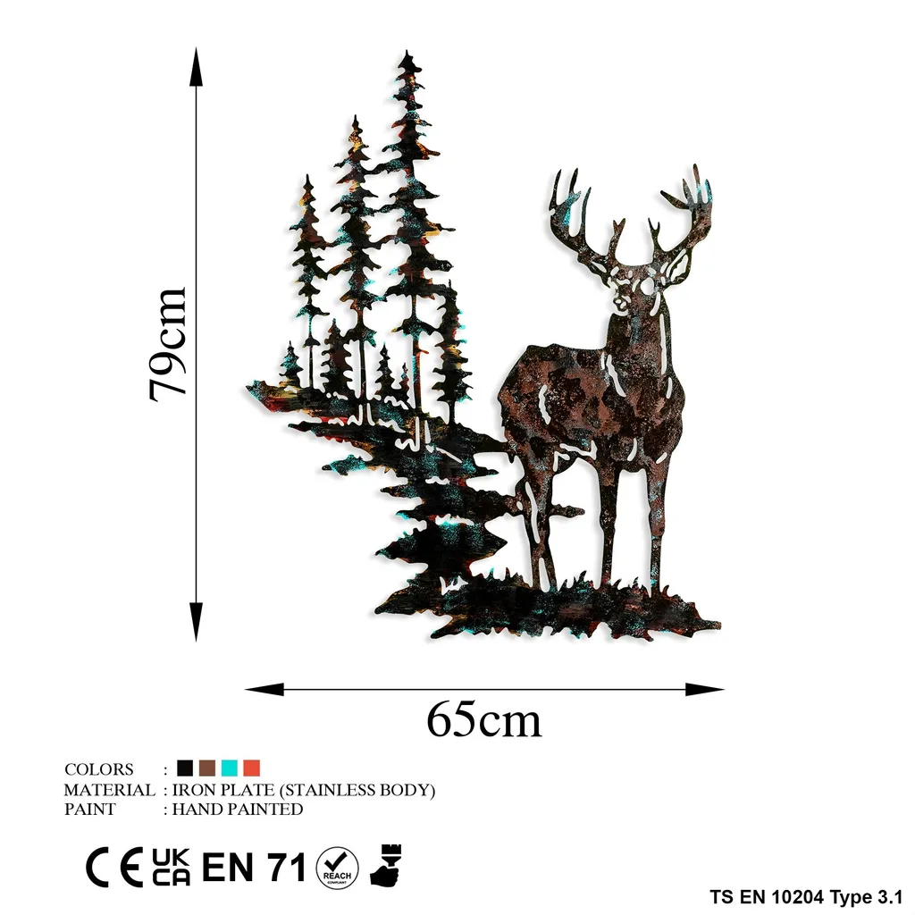 Wallity Cervo Decorazione Parete Metallo Multicolore 65x79cm - Design 100% Metallo - 7