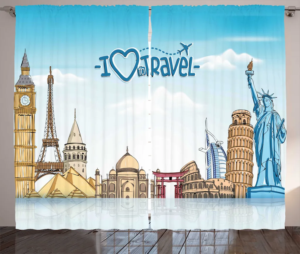 Rideau Large 280x225 cm Anti-Regards Style Voyage pour Intimité Totale