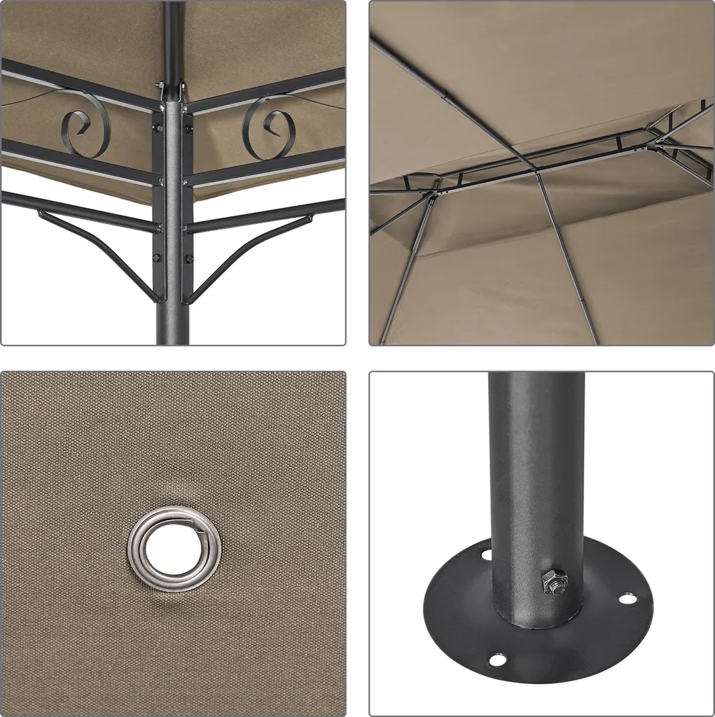 Tonnelle de jardin 3x4m avec structure métallique robuste étanche Kaki