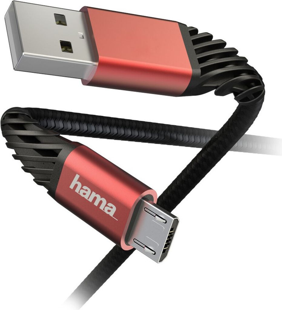 Lade-/Datenkabel 'Extreme', USB-A - Micro-USB, 1,5 m, Schwarz/Rot