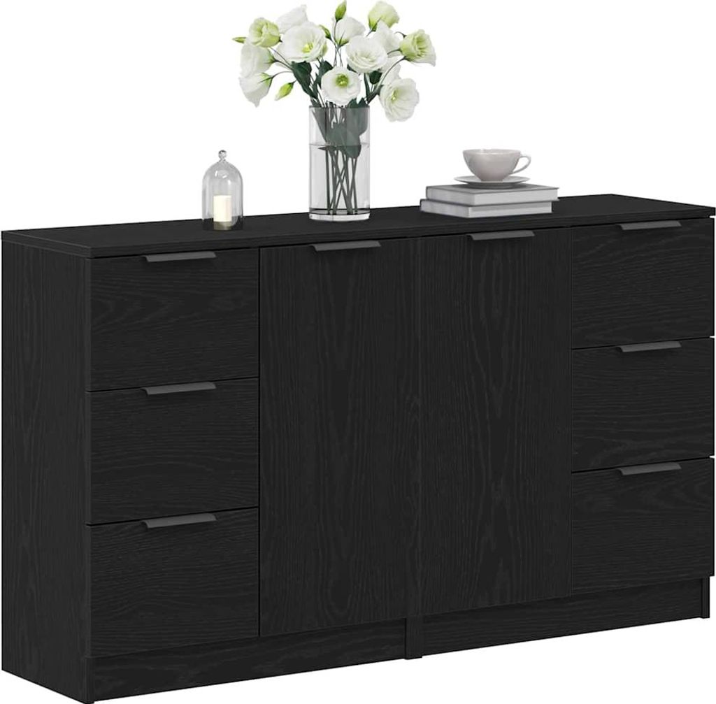 "Winterschlussverkauf "Sideboard - praktischem Design - Wohnzimmerschrank - Kommde für Flur - Schwarz Eichen-Optik 180x30x70 cm Holzwerkstoff NeuM...