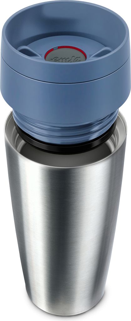 Emsa Isolierbecher Travel Mug Eco, Edelstahl, Blau, Silberfarben, 360 ml, N20241