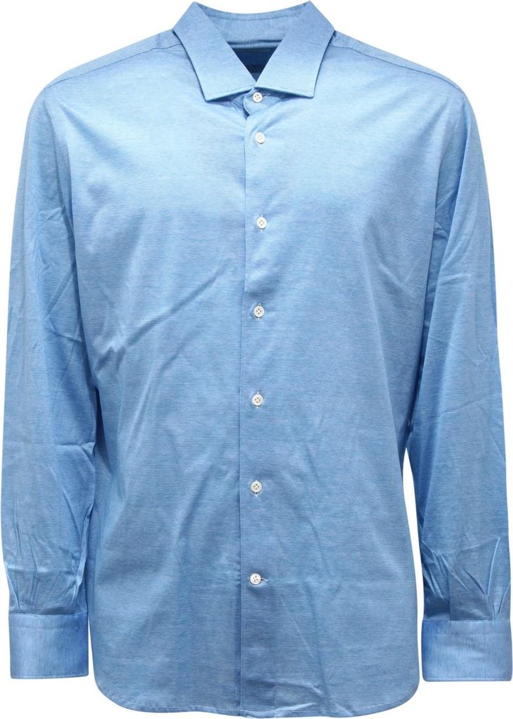 9749AQ camicia uomo MAZZARELLI SLIM man shirt sky blue