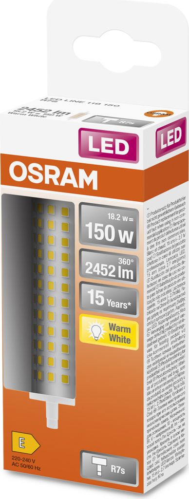 LED-Lampe "LINE", Kolben, 19W, R7S, Warmweiß, klar Produktbild 
