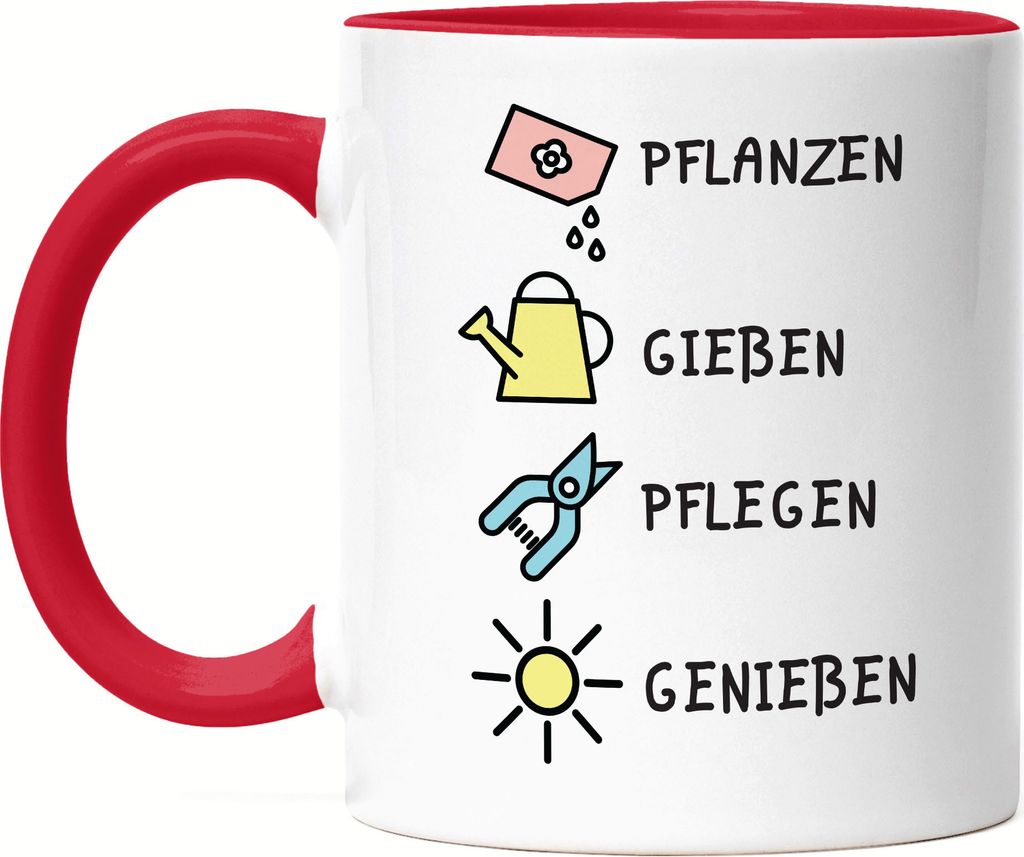 Pflanzen Gießen Pflegen Genießen Tasse Rot Hobby-Gärtner Produktbild 