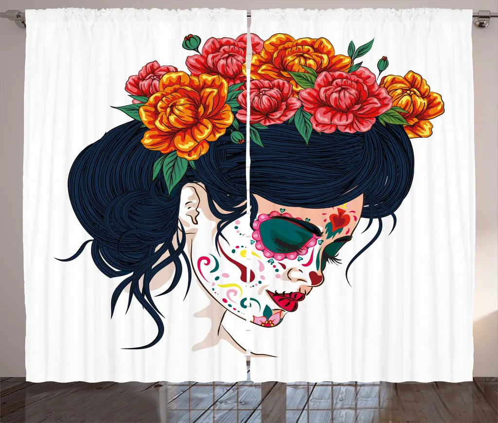 Rideau à fronces pour chambre Mexican Girl Flora multicolore 280x225