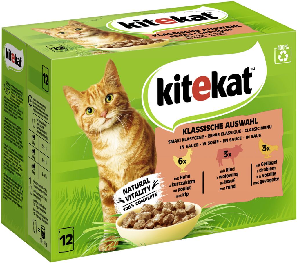 Kitekat 85gx12 klassisische Auswahl Sauce Portionsbeutel Multipack