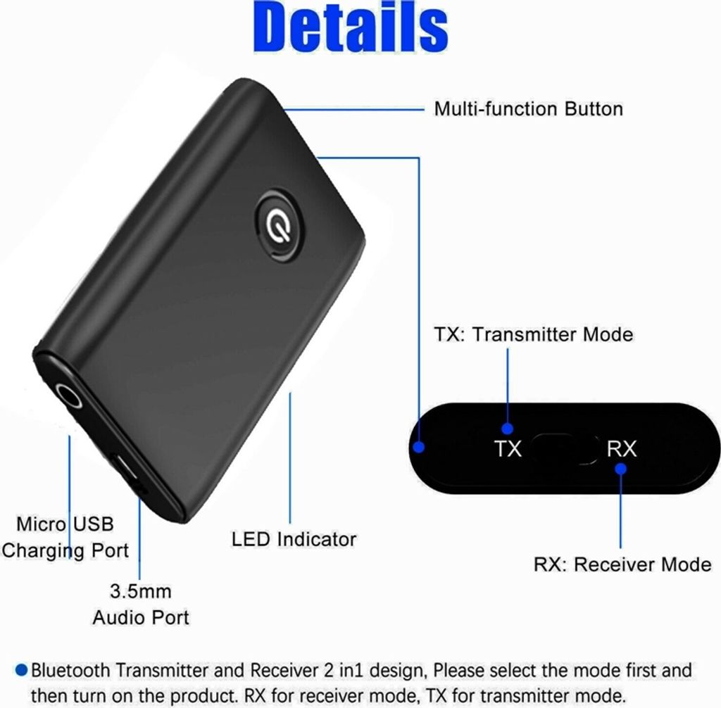 TaoTronics 2 in 1 Bluetooth Adapter mit 3,5 mm Klinkenstecker für 18,99