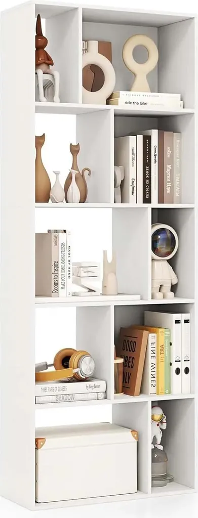 Étagère cubique en bois blanc meuble de rangement 10 compartiments
