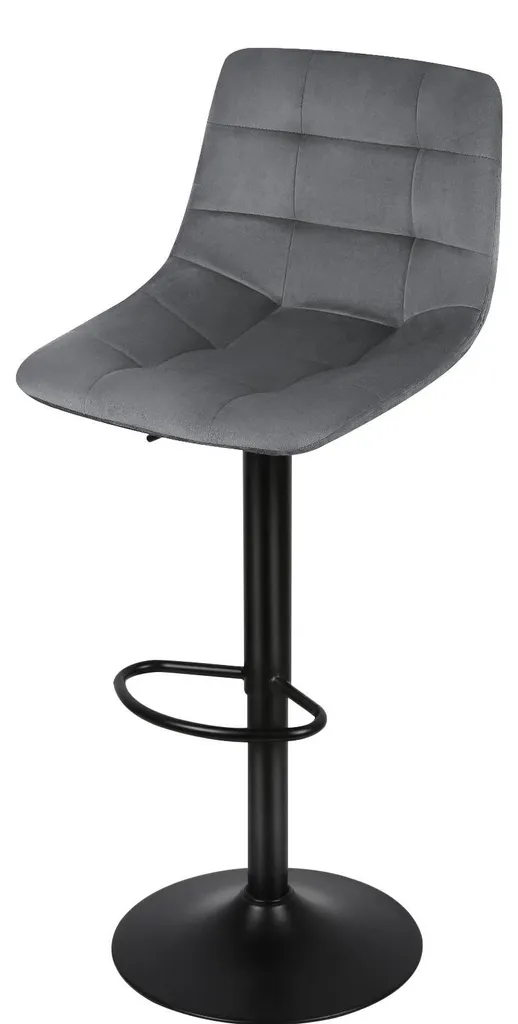 Siège de bar moderne pivotant en métal avec assise confortable grise