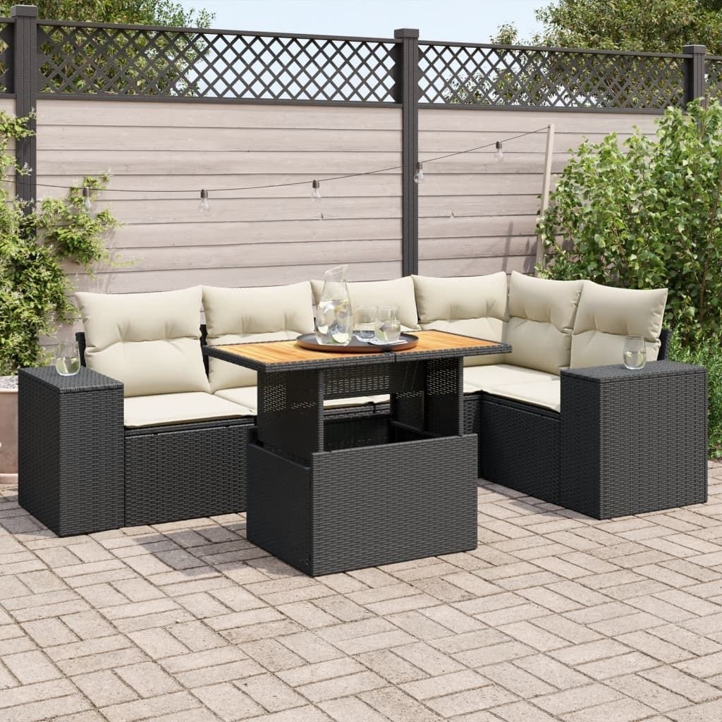 Maison Exclusive - 6-tlg. Garten-Sofagarnitur mit Kissen Schwarz Poly Rattan