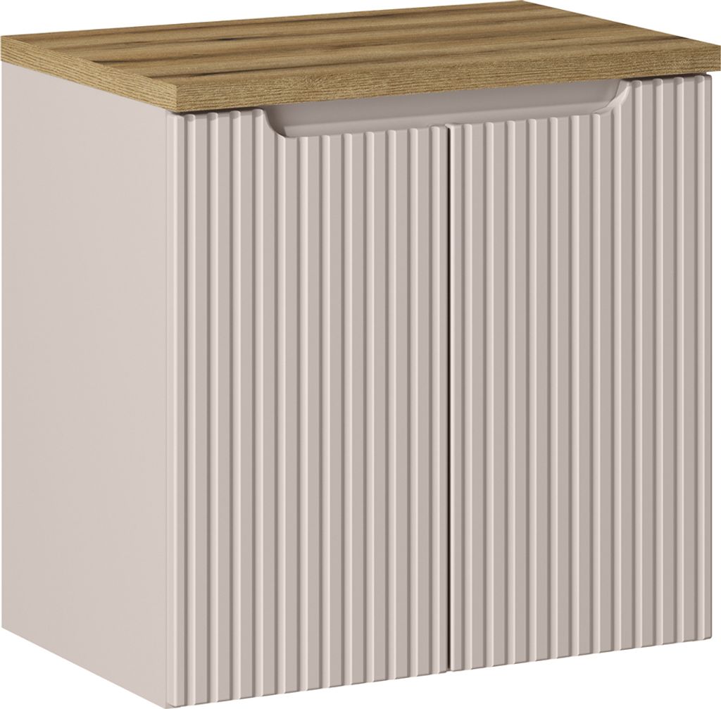 Waschtischunterschrank 60cm, kaschmir und Eiche, NEWPORT-56-CASHMERE