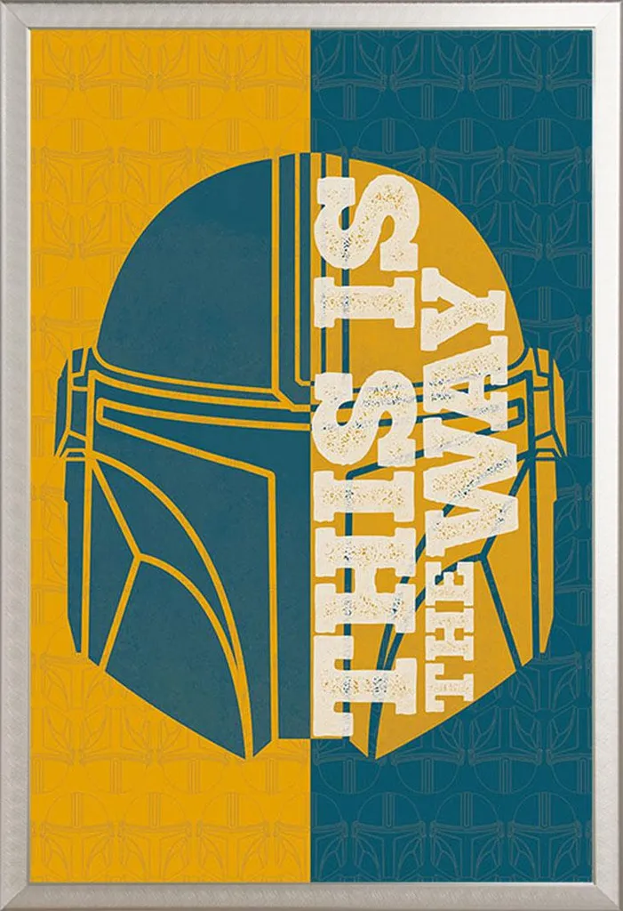 Quadro Star Wars Mandalorian Metà Metà Cornice Alluminio Shinsuke 61x91