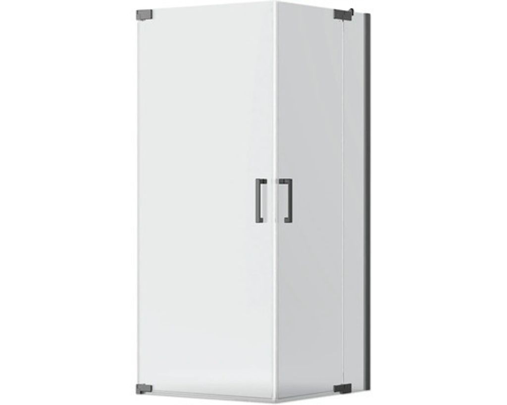 Jungborn Eckeinstieg SETTE Drehtür links und Drehtür mit Festteil rechts 80 x 75 cm Profilfarbe schwarz Klarglas mit sch