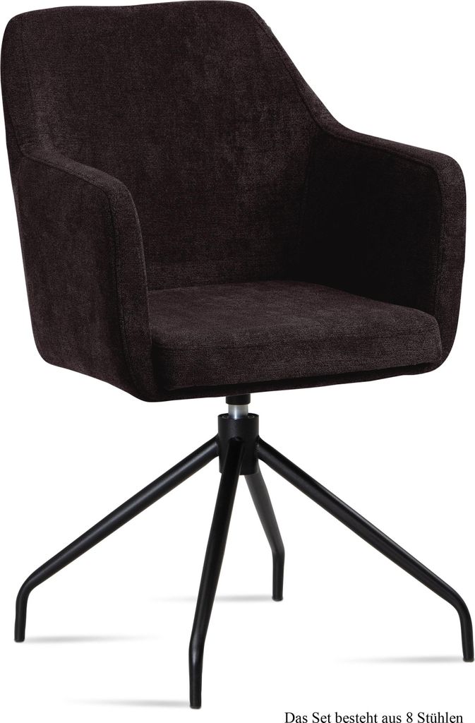 Armlehnstuhl drehbar (8er-Set) Donnie 57x87x60 Schwarz/Espresso