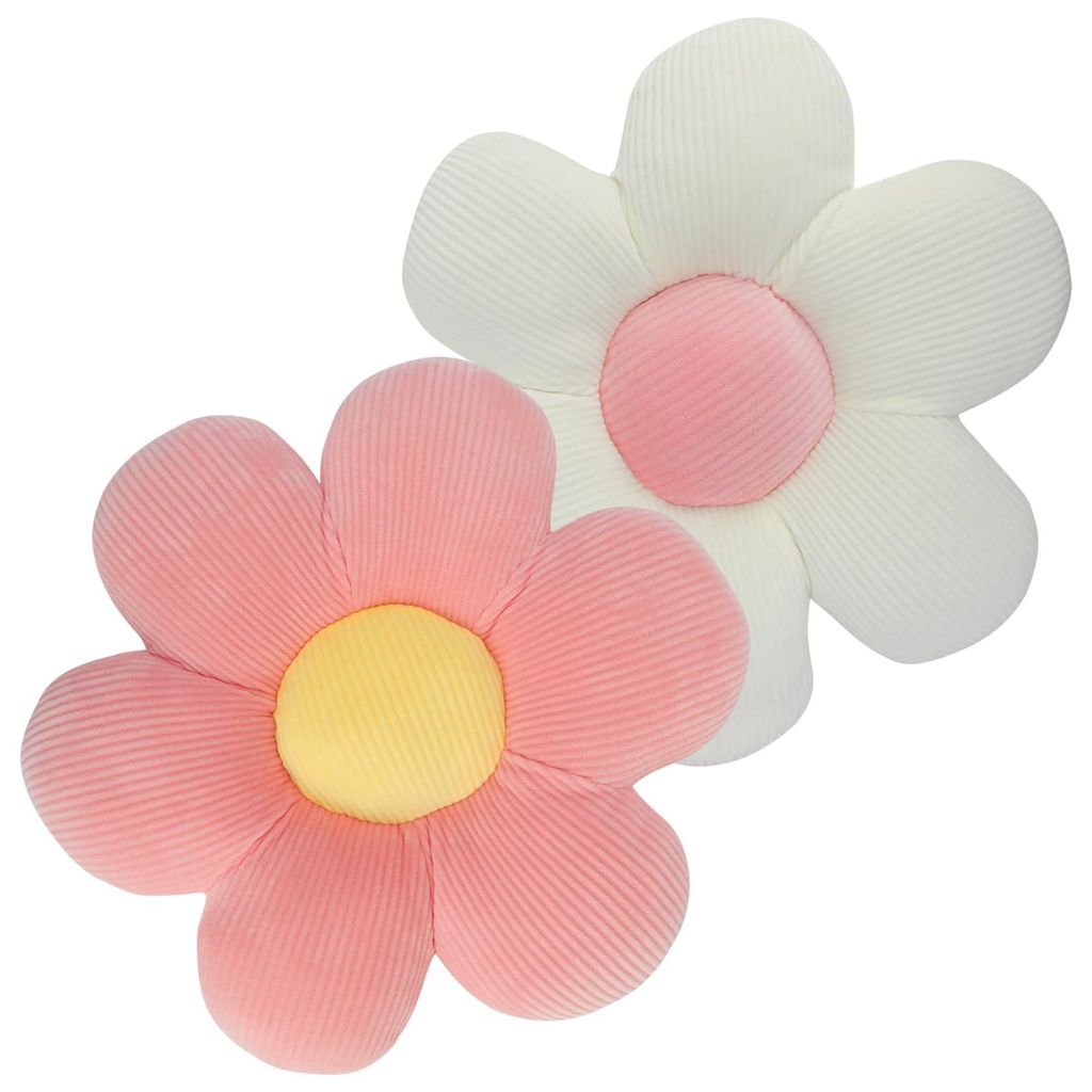 2 florale Kissen, flauschige, weiche Kissen mit Blütenblättern, Tatami-Sitzkissen für Zuhause, Büro und Auto, 40 cm (rosa)