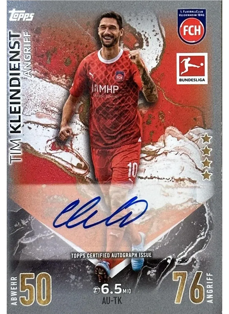 Trouvez la Carte Rare Tim Kleindienst Match Attax 2023/24 Autographe