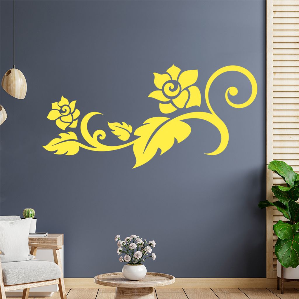 Rose - Linien Wandtattoo in 6 Größen - Wandaufkleber Wall Sticker - Dekoration, Küche, Wohnzimmer, Schlafzimmer, Badezimmer