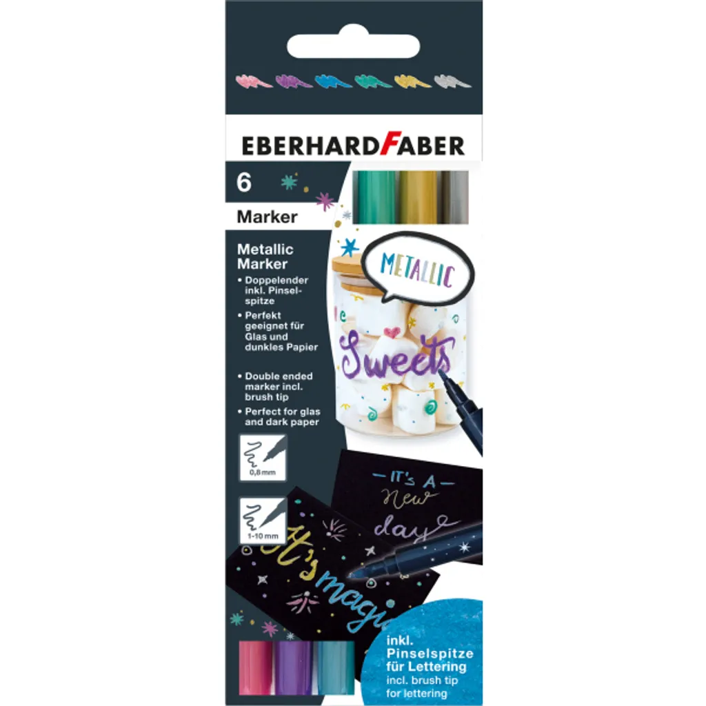 Marqueurs métalliques pour papier noir et scrapbooking - Pack de 6 Duo - 4