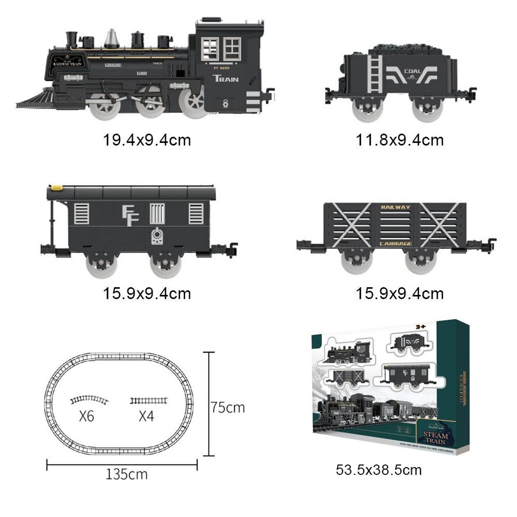 Jouet Modèle de Train à Vapeur Rétro avec Lumière et Son - Jouet pour Enfants Train de Noël Ensemble de Rail Jouet Modèle de Train à Vapeur Rétro avec Lumière et Son - Jouet pour Enfants Train de Noël Ensemble de Rail