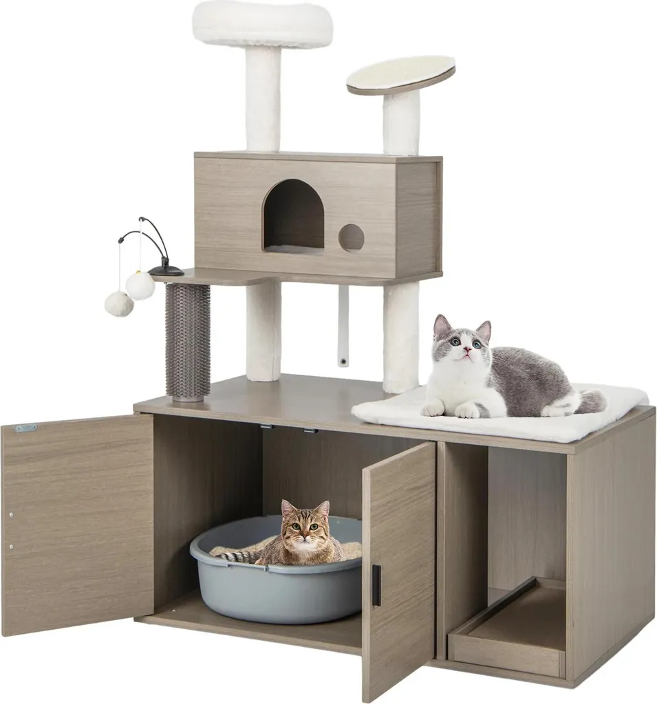 Arbre à chat stable contre les griffures de meubles avec tour en sisal