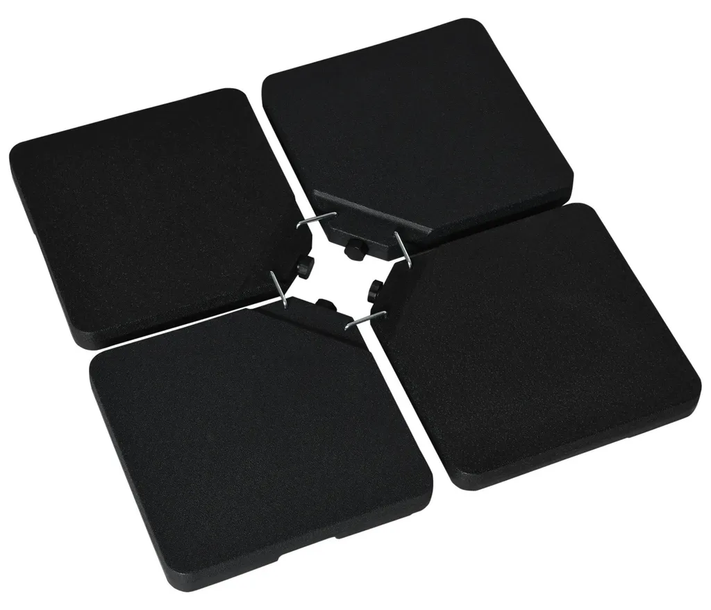Poids de parasol carrés en HDPE noir - Lot de 4 lests rechargeables