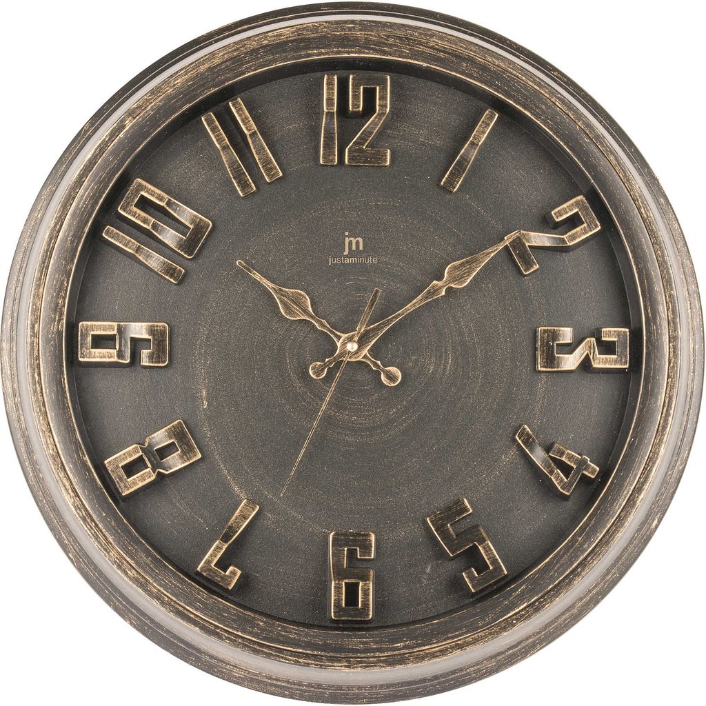 Vintage Wanduhr mit stilvoller Patina, Zeigern im Retrostil und erhabenen Ziffern