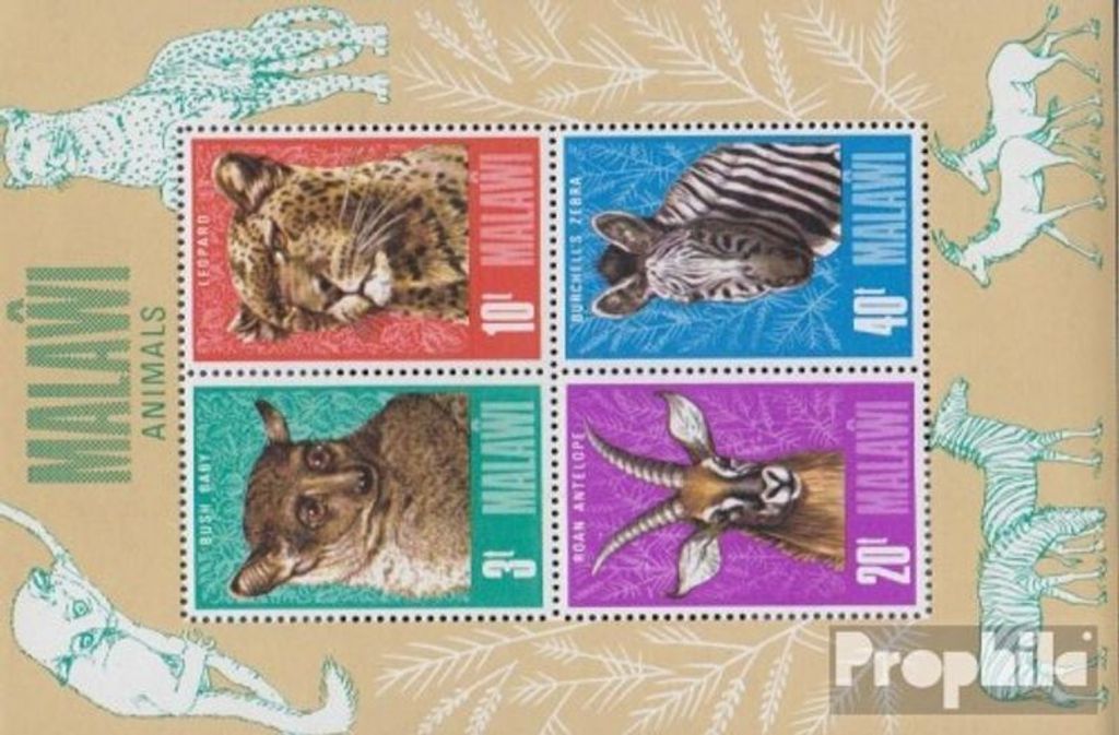 Briefmarken Malawi 1975 Mi Block41 (kompl.Ausg.) postfrisch Steppentiere