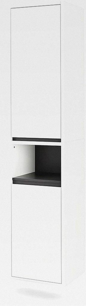 Hochschrank Weiß/Grau Viola 38x170x33 cm - Badschrank, Leichte Reinigung des Bodens Dank wandhängender Montage