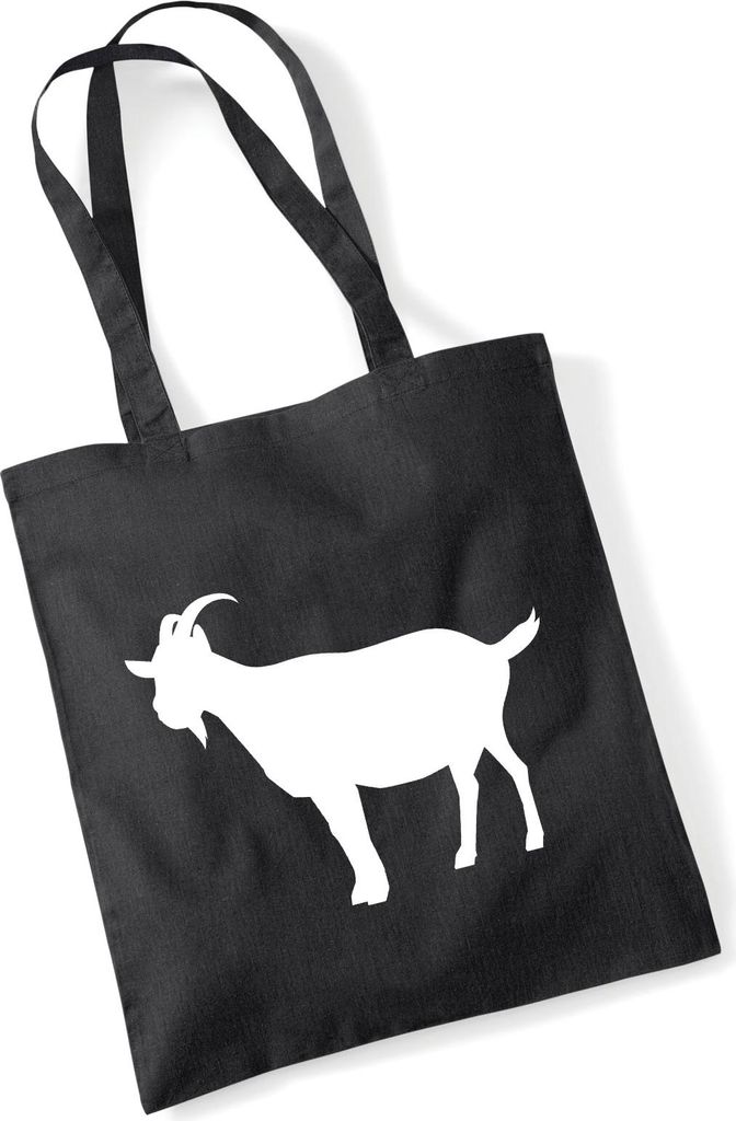 Huuraa Jutebeutel Ziege Silhouette 10 Liter Black Baumwolle Tasche Geschenkidee