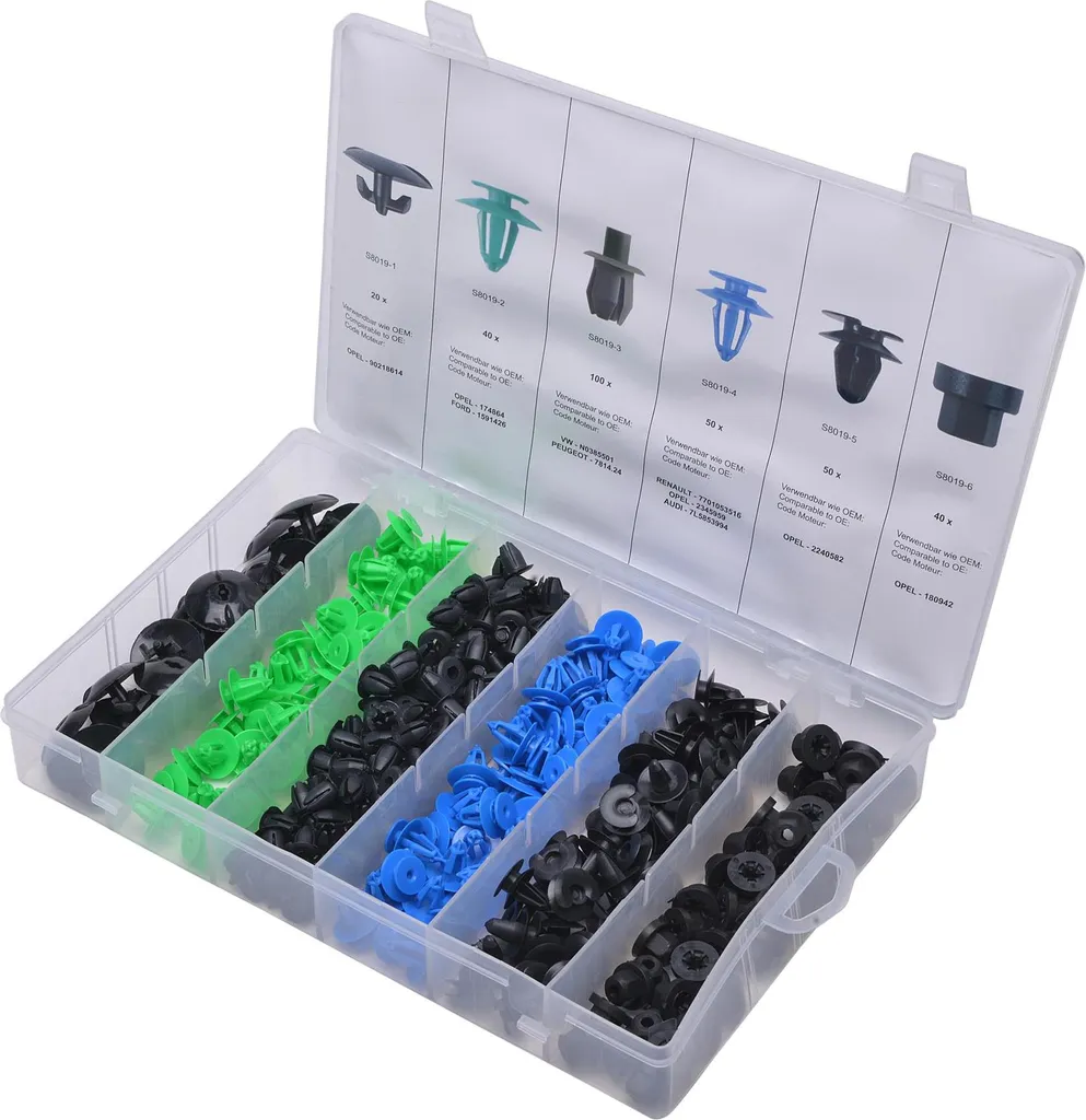 Assortiment de clips de revêtement SW-Stahl S8019 - Set de 300 pièces