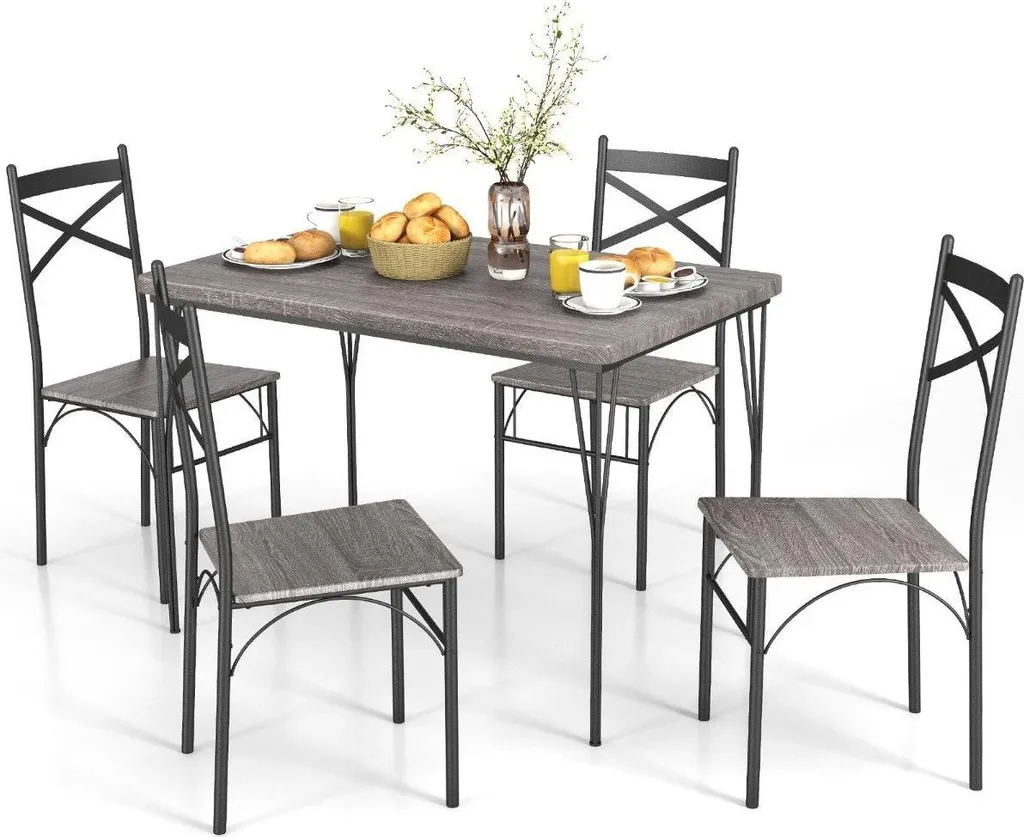 Ensemble salle à manger 5 pièces avec table rectangulaire et 4 chaises - 2