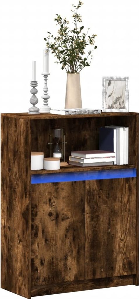 "2026 Promotion" Sideboard Wohnzimmer - mit LED Räuchereiche - 72x34x100 cm Holzwerkstoff - Kommoden CC31022