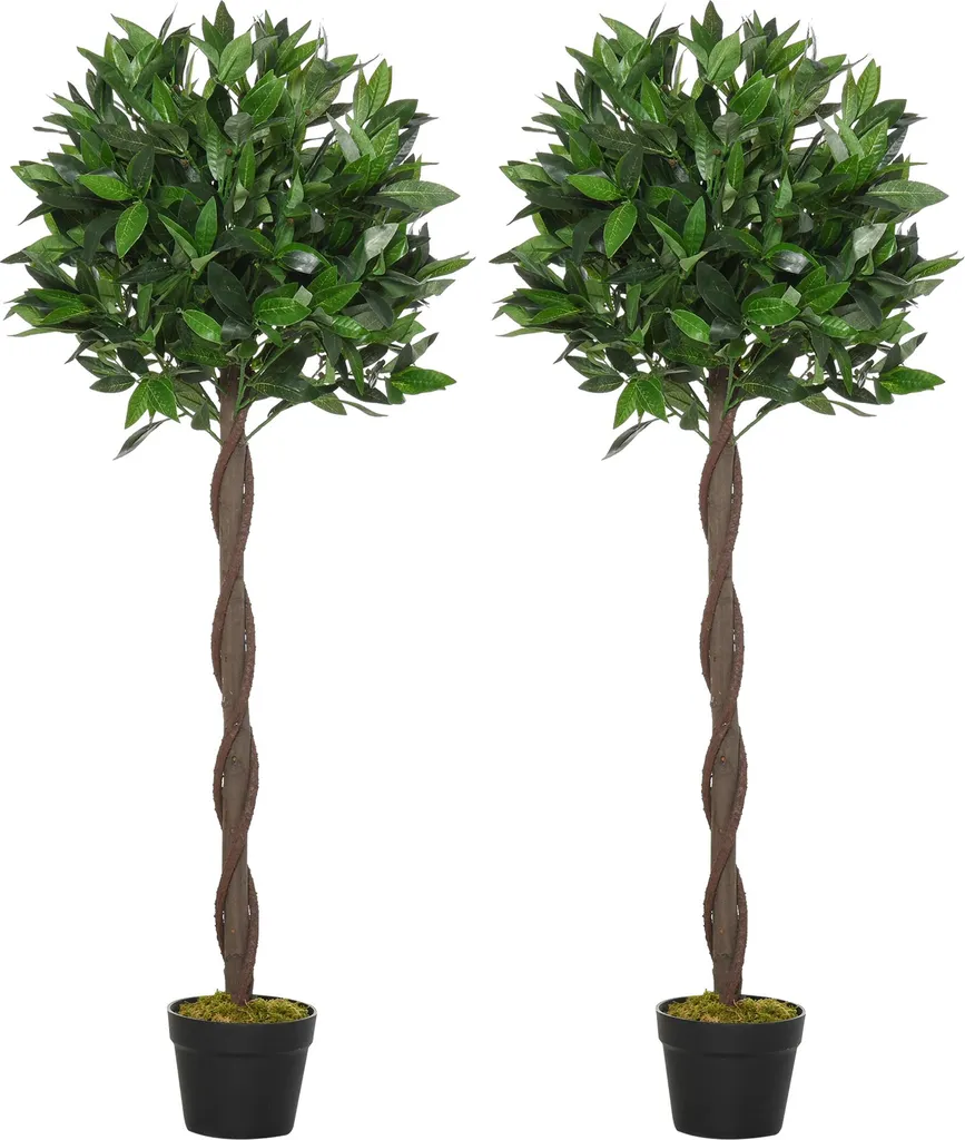 Laurier Artificiel 120cm avec Tronc en Liane - 741 Feuilles Réalistes x2