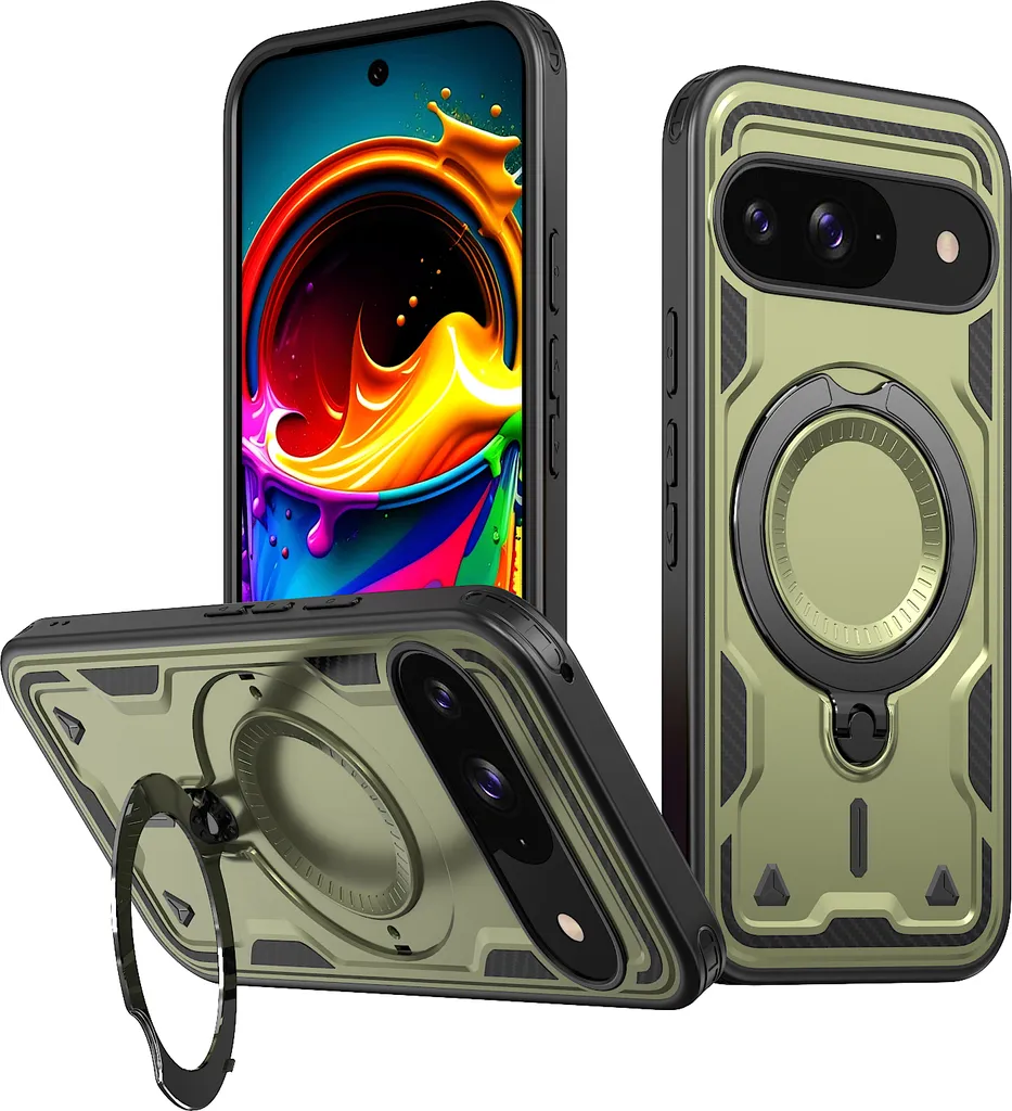 Custodia Protettiva Pixel 10 / 10 Pro Verde Militare Magnetica Super Grip