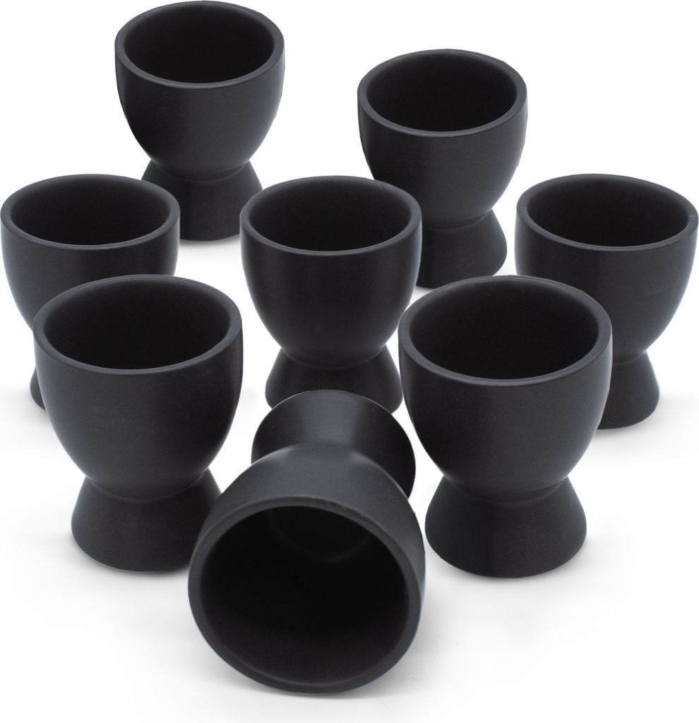 Feinkeramik Eierbecher schwarz matt - 8er Set - Eierhalter Produktbild 