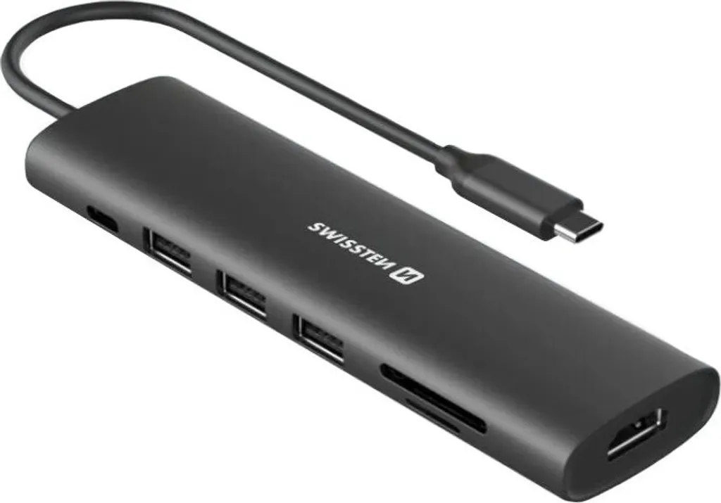 Swissten Hub 7 in 1 USB-C: Porta il tuo Ufficio Ovunque - Alluminio