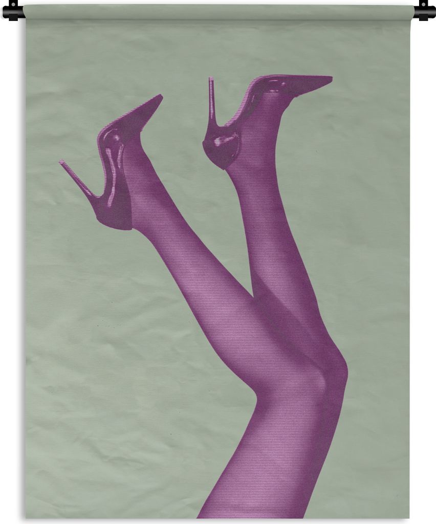 MuchoWow Wandteppich Wandbehang Beine - Fersen - Grün - Rosa 60x80 cm Tapisserie Dekoration Wandtuch - Decke - Wandtücher - Wohne