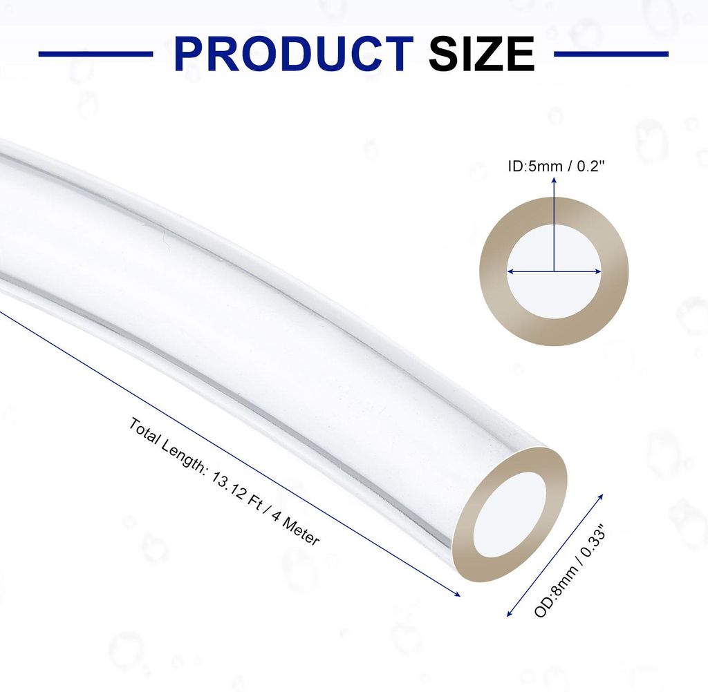 PVC Schlauch 5mm ID x 8mm OD (4 Meter) - Aquarium Schl?uche - Gummischlauch Bierschlauch flexibel, lebensmitteltauglich & transparent fš¹r Trinkw...