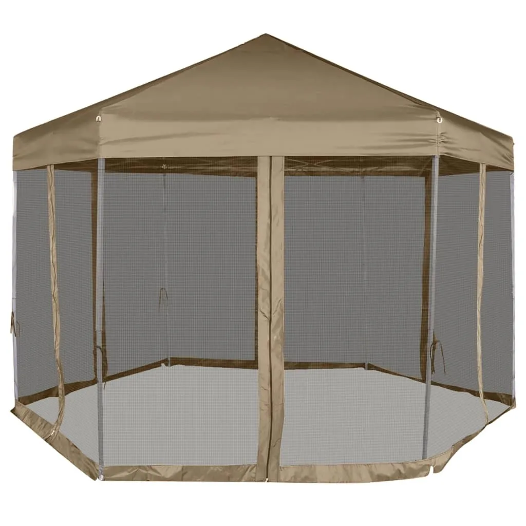 Tonnelle pliable 3,6x3,1m Taupe avec toile 220g/m² et parois vidaXL