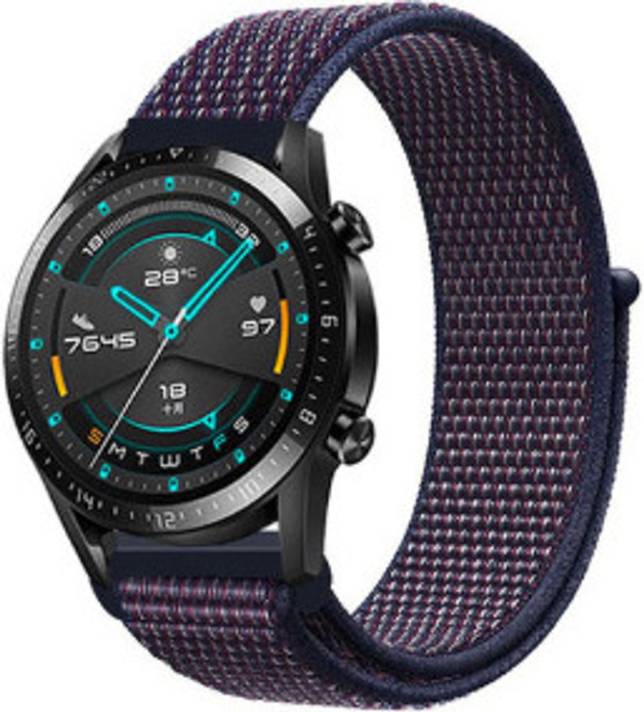 Strap-it Huawei Watch GT 2 Armband Nylon (Lila-Blau)