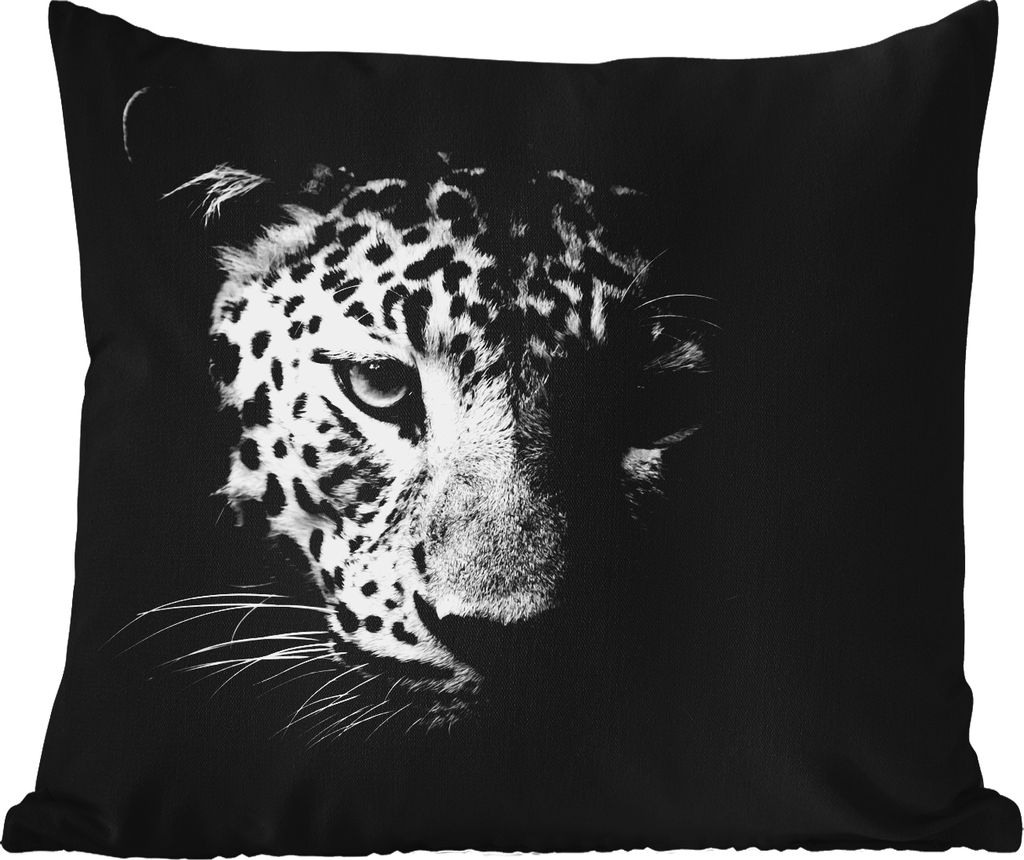 MuchoWow Outdoor Kissen - Panther - Wildtiere - Schwarz und weiß - Tiere - 45x45 cm - Wetterfest - Lounge Kissen - Fotokissen - Dekoratives Kissen