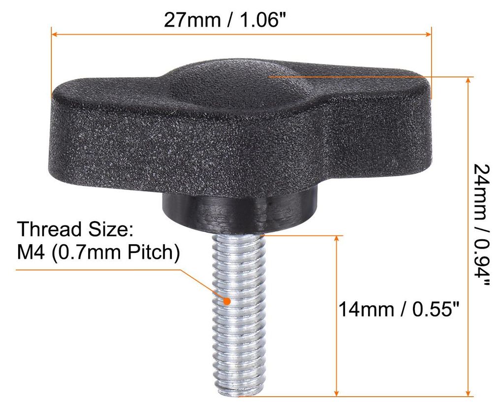 20 Stš¹ck R?ndelschrauben mit T Flš¹gelkn?pfe M4 x 14mm Kunststoff T-Kopf Gewindebolzen Klemmschraube Flš¹gelschraube Haltegriffe 27mm Klemmk...