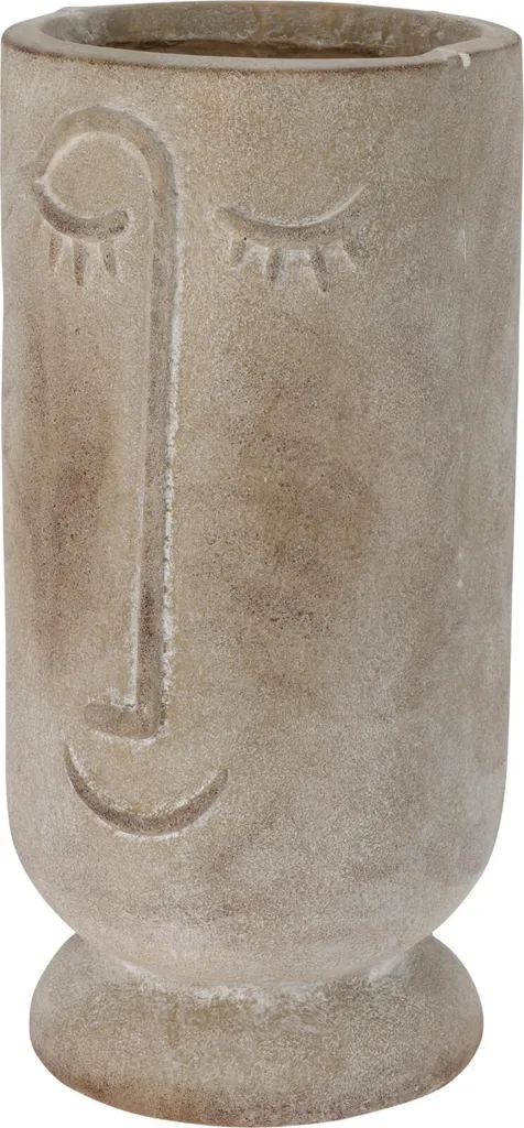 Grand cache-pot visage souriant Taro beige 35cm pour plante d'intérieur