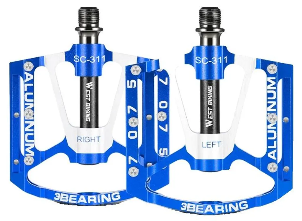 Pédales de vélo ultra-légères en alu bleu, modèle Aero X-100 antidérapant