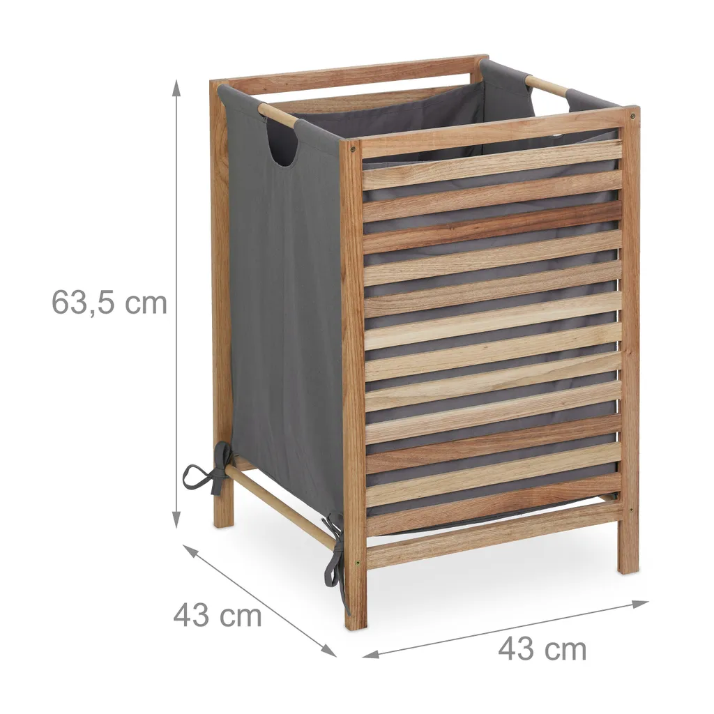 Panier à Linge Rectangulaire en Bois de Noyer avec Couvercle Rabattable - 4